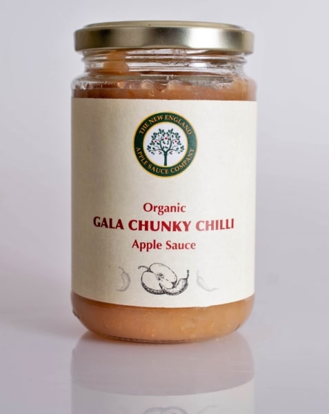 jar of gala chunky chilli on a reflective surface