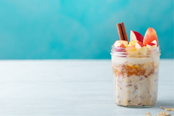 Overnight oats with applesauce is a great way to have a gut healthy breakfast every day