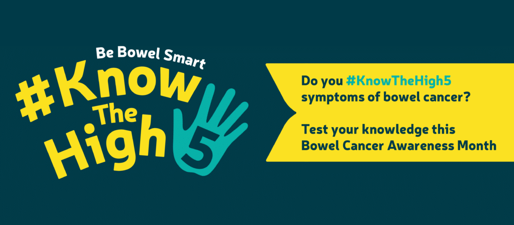 know the 5 signs of bowel cancer link to take the quiz