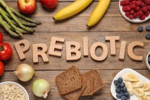 an assortment of prebiotic foods that provide the fibre the probiotics need to thrive.