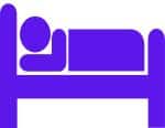 Pictogram of a person sleeping to indicate the connection between sleep and a healthy gut