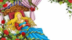 cartoon of sleeping beauty signifying the importance of sleep to gut health