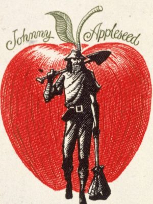 drawing of johnny appleseed the original apple sauce guy